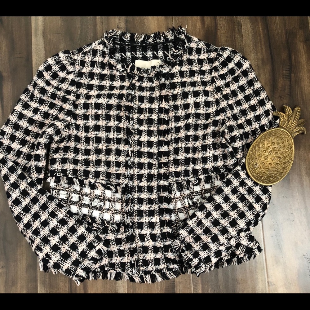Rebacca Taylor Plaid Tweed Blazer Sz 4